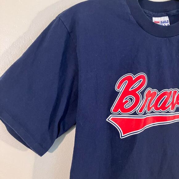 Vintage 90s Mississippi Braves Made‎ in USA Single Stitch Graphic Tee Navy Blue - Picture 2 of 5